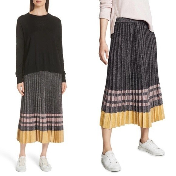 Pleated Skirt Pleated Metallic Knit Flowy Skirt SOLD - Picture 2 of 14